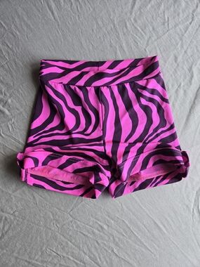 Kellé Girls Pink Zebra Print Dance Shorts High Waist LC Large Child